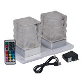 Wireless Induction Rechargeable LED Cordless Table Lamps - Square - Crystal 10 - Set of 2
