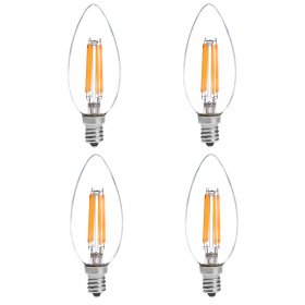 B10 E12 4W LED Vintage Antique Filament Light Bulb, 40W Equivalent, 4-Pack