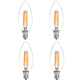 B10 E12 4W LED Vintage Antique Filament Light Bulb, 40W Equivalent, 4-Pack