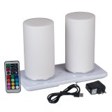 Wireless Induction Rechargeable LED Cordless Table Lamps - Set of 2 - Cylinder - Glass 02