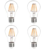 A19 E26/E27 8W LED Vintage Antique Filament Light Bulb, 75W Equivalent, 4-Pack