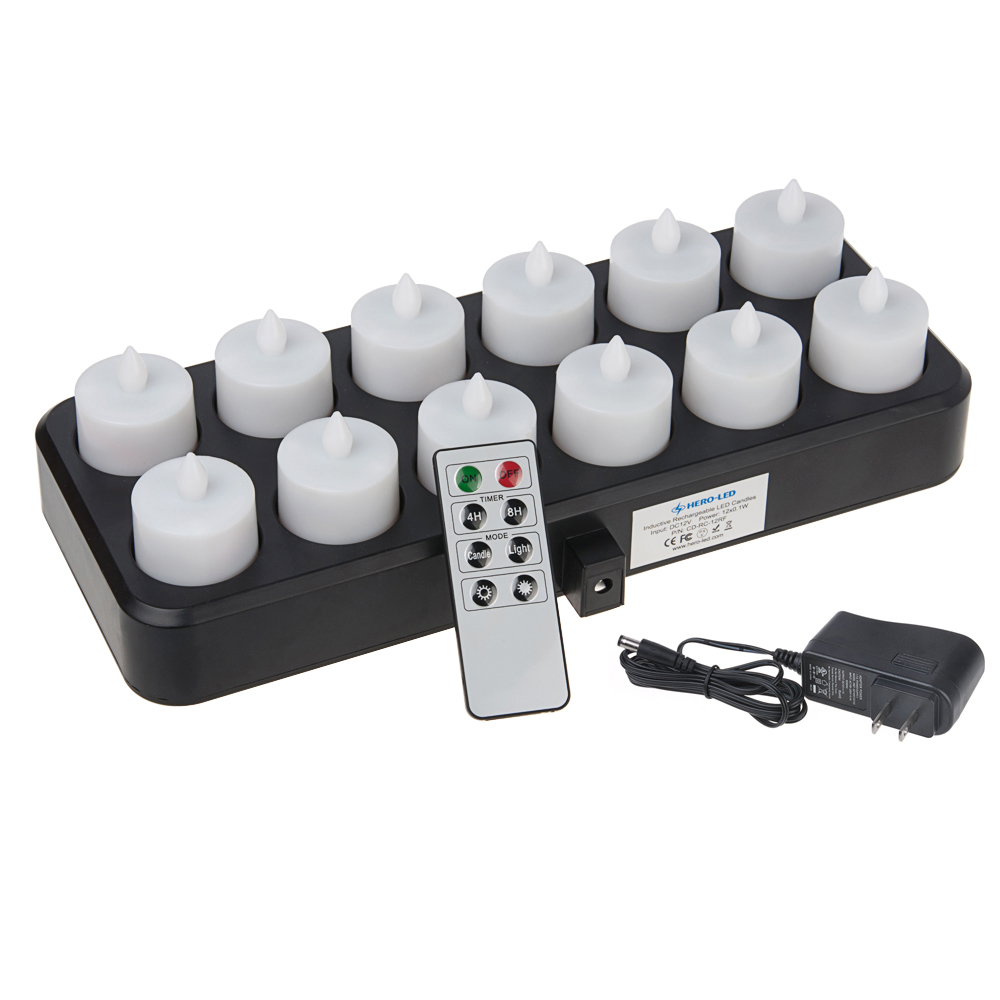 thumbnail image 2 of Luminara Rechargeable Flameless Tea Light Candles With Timer & Remote – Set Of 12 – Ivory 2 of 5