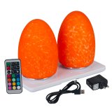Wireless Induction Rechargeable LED Cordless Table Lamps - Egg Fritted - Orange - Set of 2