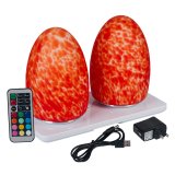 Wireless Induction Rechargeable LED Cordless Table Lamps - Egg Fritted - Red- Set of 2