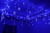 LED Julelys gardin streng lys, 48 Femkantet-stjerners + 192 dioder, 8m x 0.75m med 8-modi controller